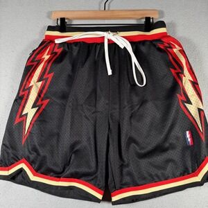 Collect Select Mens Lightning Bolt Mesh Basketball Shorts Black Red Gold Large